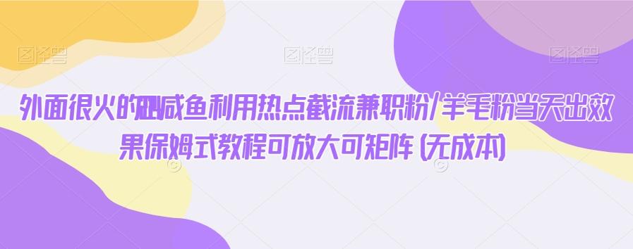 外面很火的2024咸鱼利用热点截流兼职粉/羊毛粉当天出效果保姆式教程可放大可矩阵(无成本)-天韵资源网