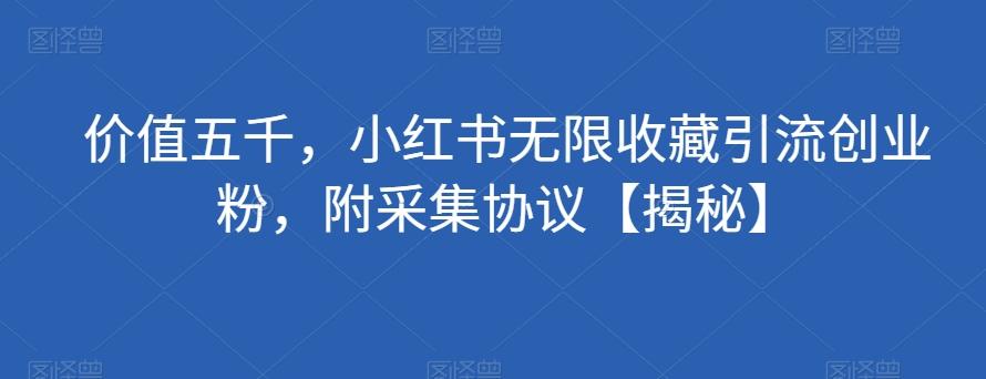 价值五千，小红书无限收藏引流创业粉，附采集协议【揭秘】-天韵资源网