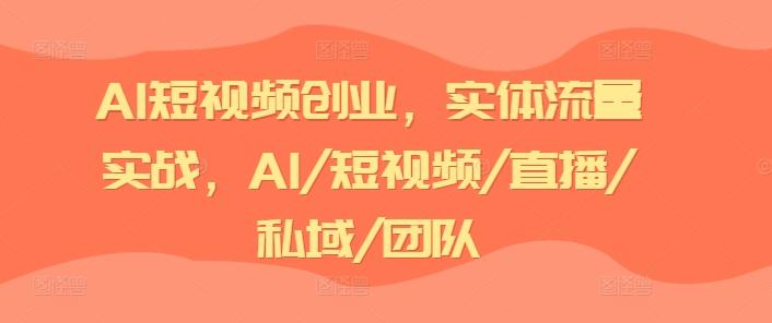 AI短视频创业，实体流量实战，AI/短视频/直播/私域/团队-天韵资源网