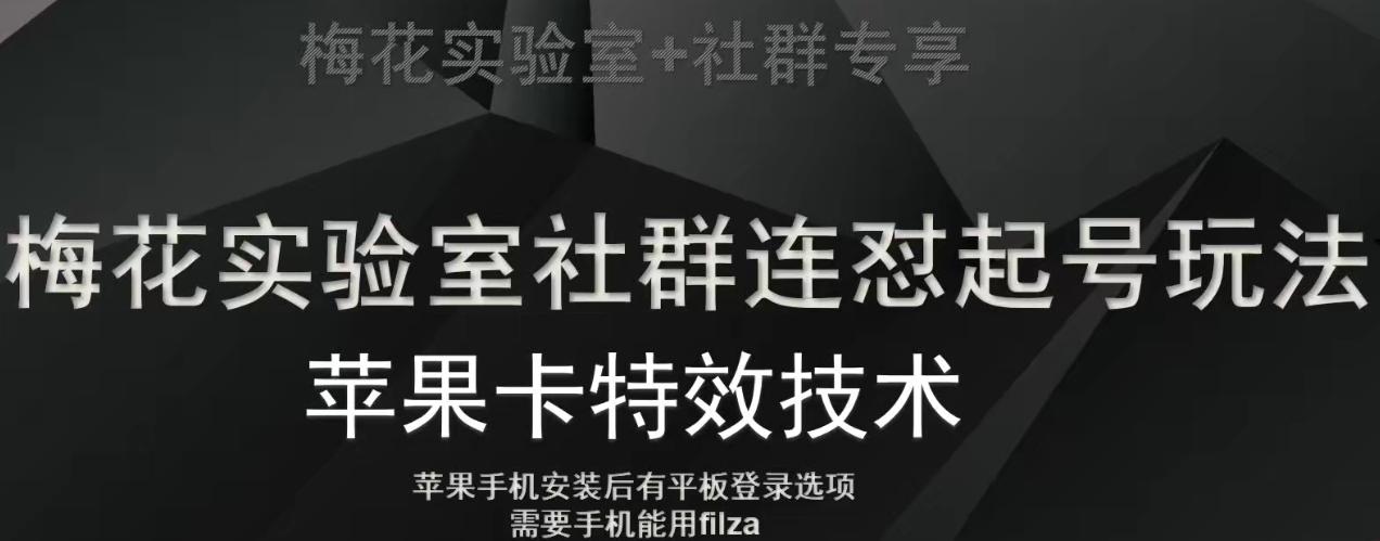 梅花实验室社群视频号连怼起号玩法，最新苹果卡特效技术-天韵资源网