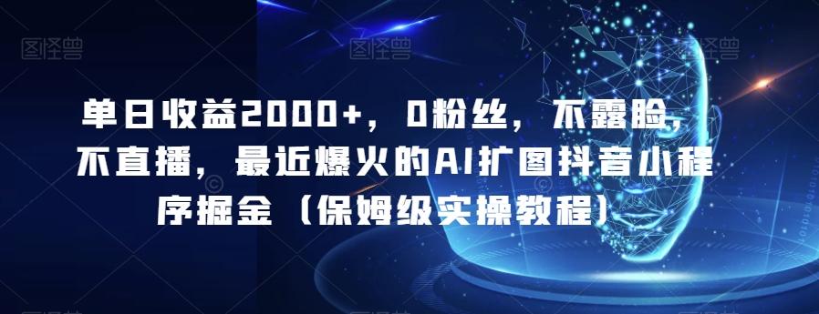 单日收益2000+，0粉丝，不露脸，不直播，最近爆火的AI扩图抖音小程序掘金（保姆级实操教程）-天韵资源网