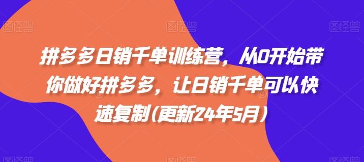 拼多多日销千单训练营，从0开始带你做好拼多多，让日销千单可以快速复制(更新24年5月)-天韵资源网