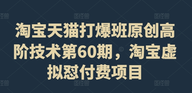 淘宝天猫打爆班原创高阶技术第60期，淘宝虚拟怼付费项目-天韵资源网