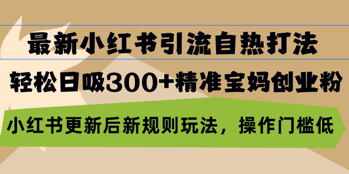 最新小红书引流自热打法，轻松日吸300+精准宝妈创业粉，小红书更新后新…-天韵资源网