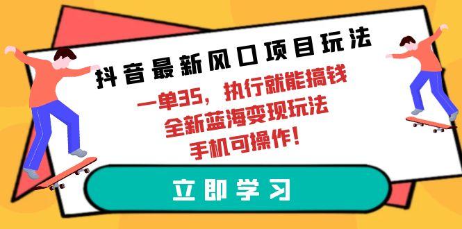 (9948期)抖音最新风口项目玩法，一单35，执行就能搞钱 全新蓝海变现玩法 手机可操作-天韵资源网