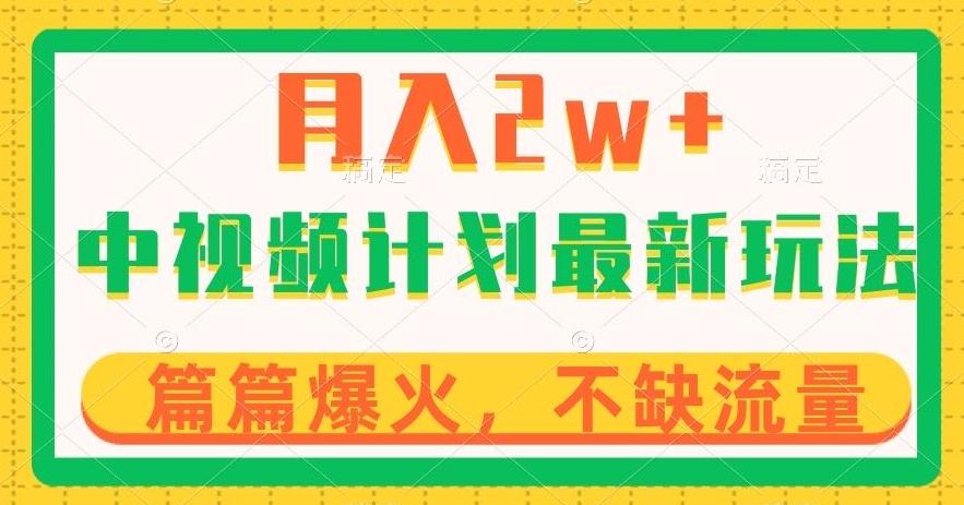 中视频计划全新玩法，月入2w+，收益稳定，几分钟一个作品，小白也可入局【揭秘】-天韵资源网
