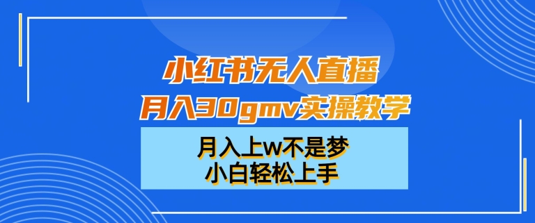 小红书无人直播月入30gmv实操教学，月入上w不是梦，小白轻松上手【揭秘】-天韵资源网