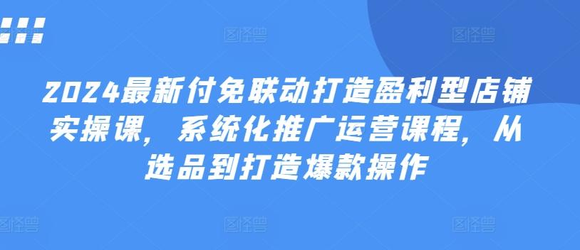 2024最新付免联动打造盈利型店铺实操课，​系统化推广运营课程，从选品到打造爆款操作-天韵资源网