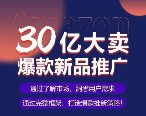 亚马逊·30亿大卖爆款新品推广，可复制、全程案例实操的爆款推新SOP-天韵资源网
