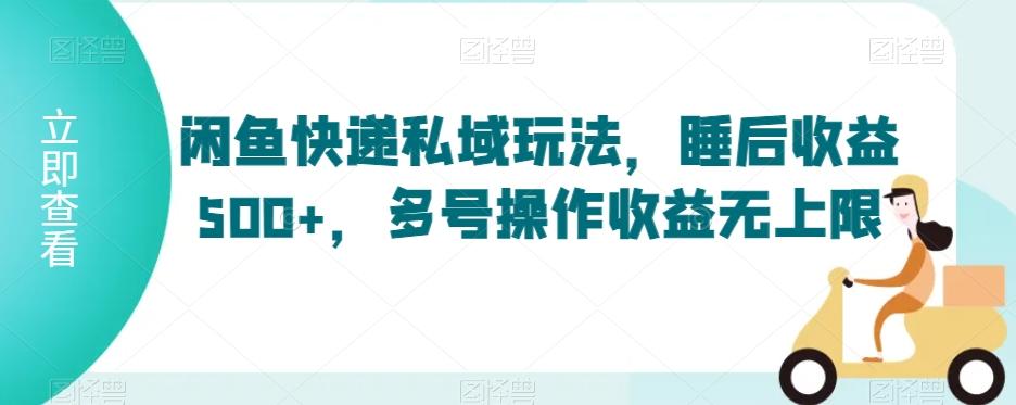 闲鱼快递私域玩法，睡后收益500+，多号操作收益无上限【揭秘】-天韵资源网