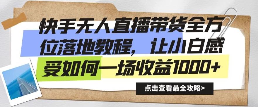 快手无人直播带货全方位落地教程，让小白感受如何一场收益1000+【揭秘】-天韵资源网