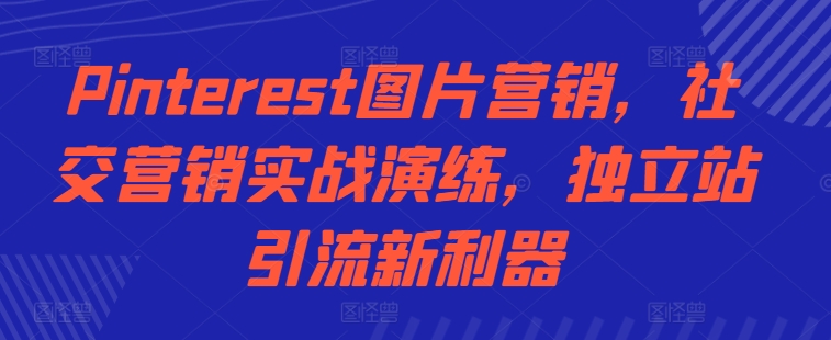 Pinterest图片营销，社交营销实战演练，独立站引流新利器-天韵资源网