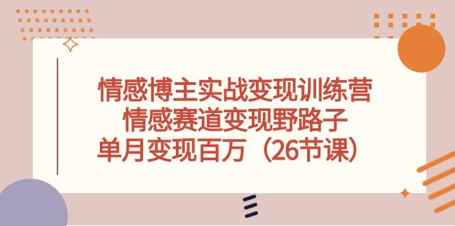 情感博主实战变现训练营，情感赛道变现野路子，单月变现百万(26节课-天韵资源网