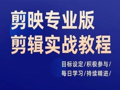 剪映专业版剪辑实战教程，目标设定/积极参与/每日学习/持续精进-天韵资源网