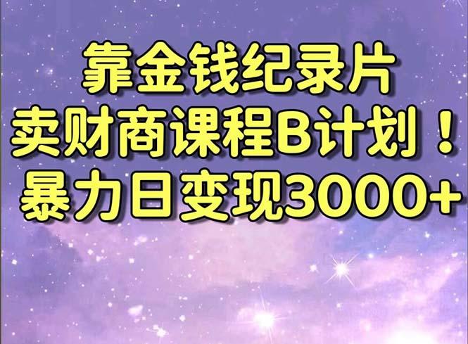 靠金钱纪录片卖财商课程B计划！暴力日变现3000+，喂饭式干货教程！-天韵资源网