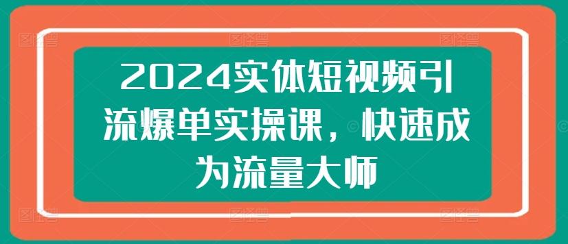 2024实体短视频引流爆单实操课，快速成为流量大师-天韵资源网