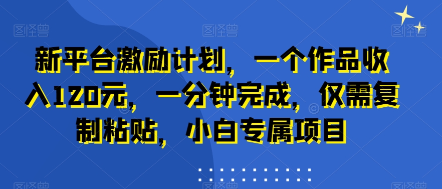 新平台激励计划，一个作品收入120元，一分钟完成，仅需复制粘贴，小白专属项目【揭秘】-天韵资源网