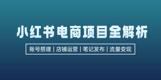 小红书电商项目全解析，包括账号搭建、店铺运营、笔记发布  实现流量变现-天韵资源网