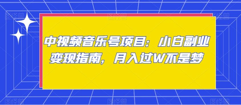 中视频音乐号项目：小白副业变现指南，月入过W不是梦【揭秘】-天韵资源网