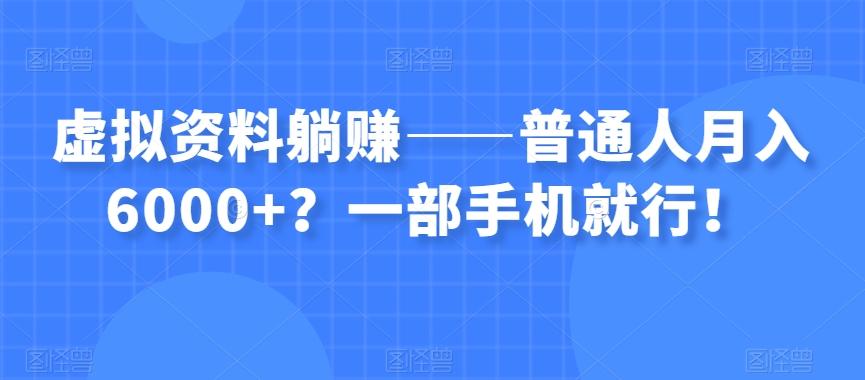 虚拟资料躺赚——普通人月入6000+？一部手机就行！-天韵资源网