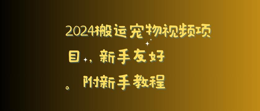 2024搬运宠物视频项目，新手友好，完美去重，附新手教程【揭秘】-天韵资源网