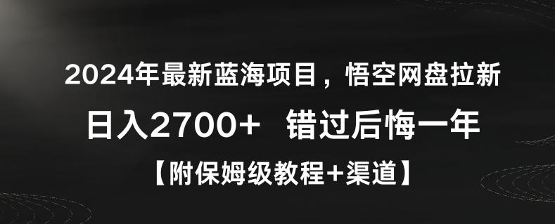 2024年最新蓝海项目，悟空网盘拉新，日入2700+错过后悔一年【附保姆级教程+渠道】【揭秘】-天韵资源网