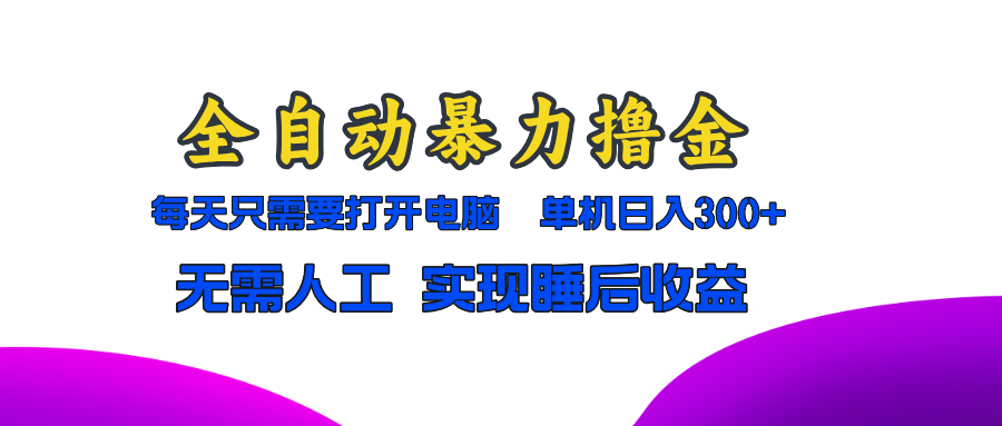 全自动暴力撸金，只需要打开电脑，单机日入300+无需人工，实现睡后收益-天韵资源网