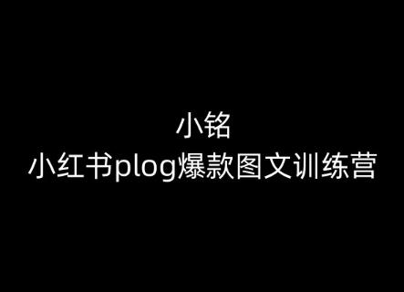小铭-小红书plog爆款图文训练营，教你从0-1做小红书-天韵资源网