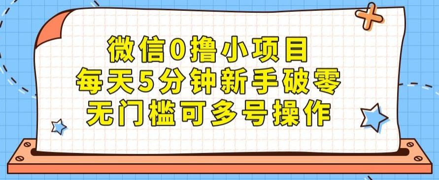 微信0撸小项目，每天5分钟新手破零，无门槛可多号操作-天韵资源网
