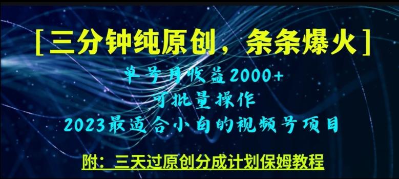三分钟制作视频号纯原创，条条爆款，轻松月入过万【揭秘】-天韵资源网
