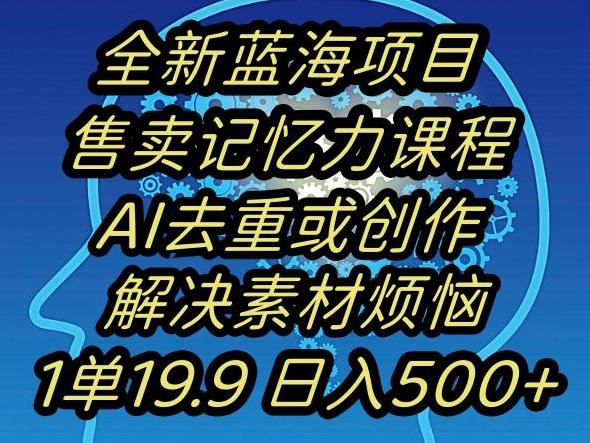蓝海项目记忆力提升，AI去重，一单19.9日入500+【揭秘】-天韵资源网