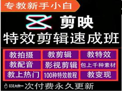 剪映特效教程和运营变现教程，特效剪辑速成班，专教新手小白-天韵资源网