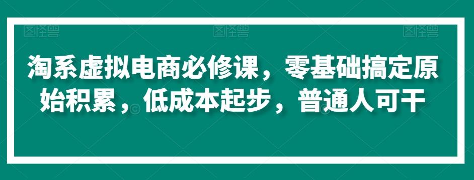淘系虚拟电商必修课，零基础搞定原始积累，低成本起步，普通人可干-天韵资源网
