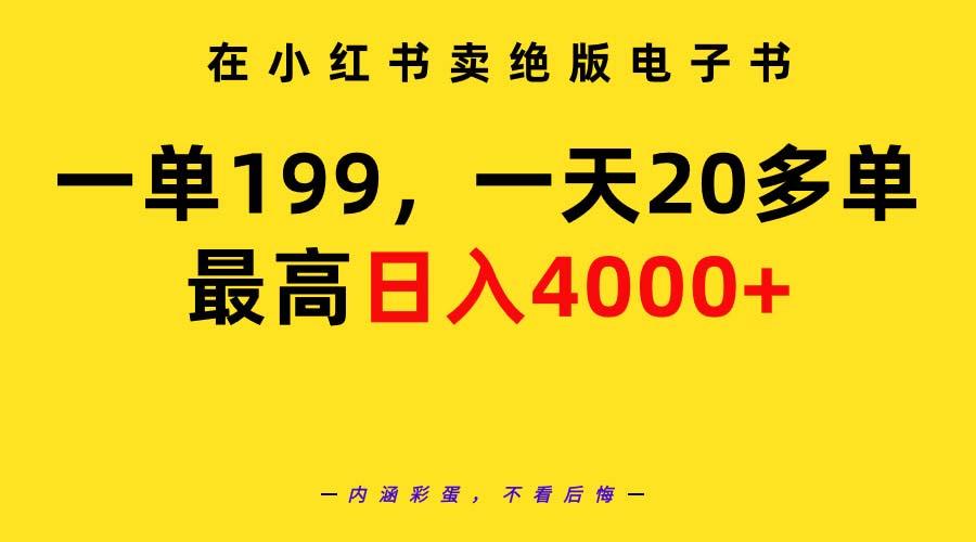 (9401期)在小红书卖绝版电子书，一单199 一天最多搞20多单，最高日入4000+教程+资料-天韵资源网