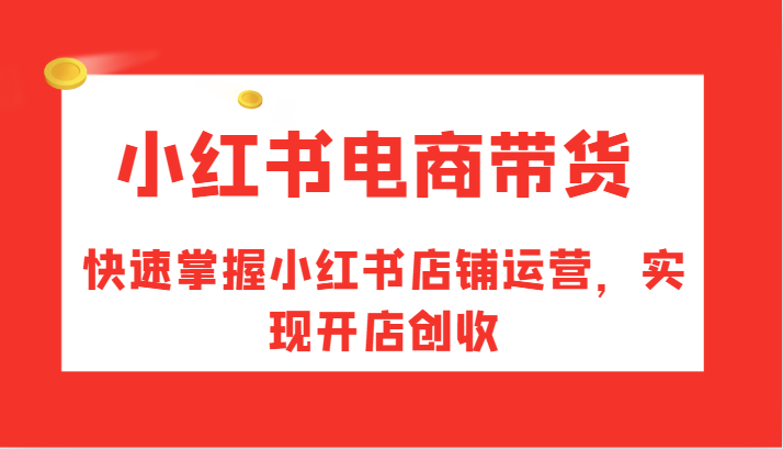 小红书电商带货，快速掌握小红书店铺运营，实现开店创收-天韵资源网