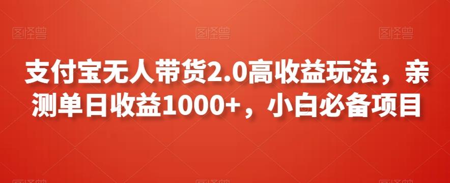 支付宝无人带货2.0高收益玩法，亲测单日收益1000+，小白必备项目【揭秘】-天韵资源网