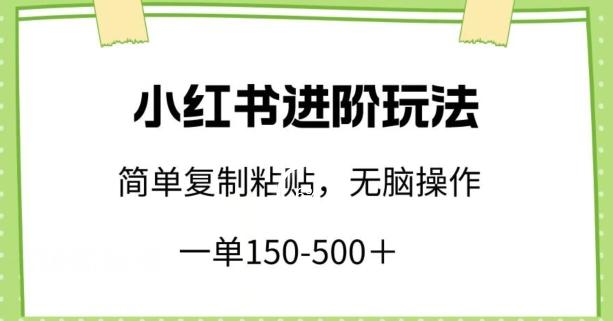 小红书进阶玩法，一单150-500+，简单复制粘贴，小白也能轻松上手【揭秘】-天韵资源网