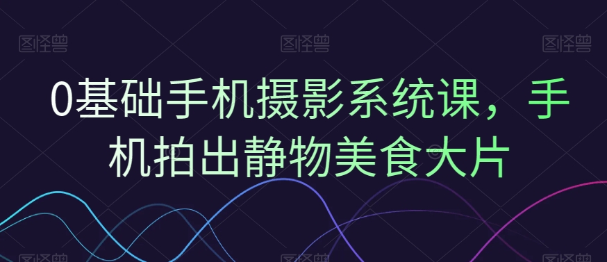 0基础手机摄影系统课，手机拍出静物美食大片-天韵资源网