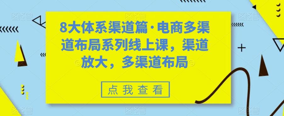 8大体系渠道篇·电商多渠道布局系列线上课，渠道放大，多渠道布局-天韵资源网
