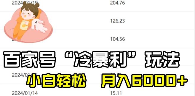 最新百家号野路子玩法，不禁言，不封号，小白轻松上手，每天三分钟，一周起号，月入6000+！-天韵资源网