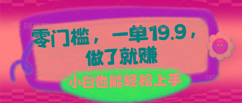 零门槛，一单19.9，做了就赚，小白也能轻松上手-天韵资源网