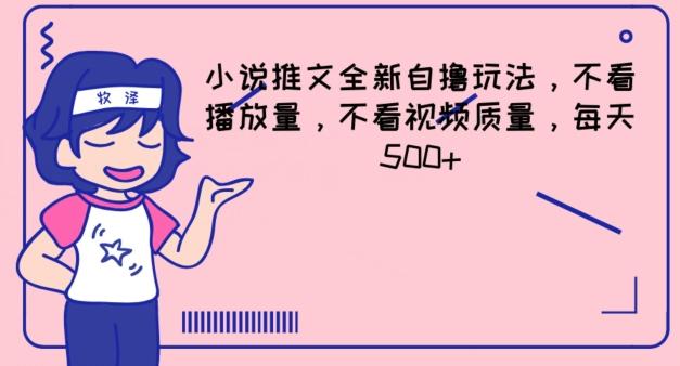 小说推文全新自撸玩法，不看播放量，不看视频质量，每天500+【揭秘】-天韵资源网
