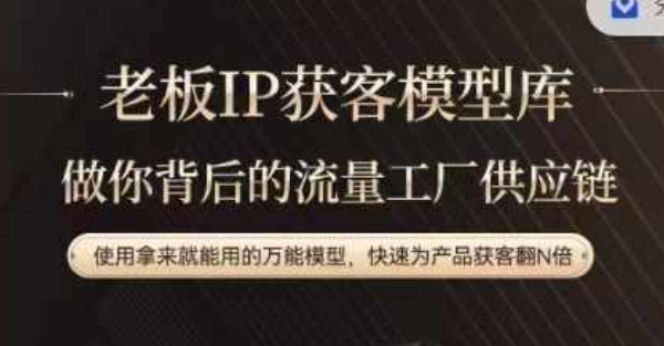 老板IP流量供应链，动作越少，账号越好，使用拿来就能用的万能模型，快速为产品获客翻N倍-天韵资源网