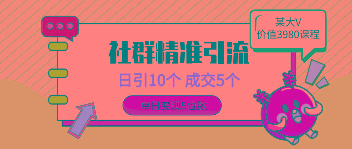 (9870期)社群精准引流高质量创业粉，日引10个，成交5个，变现五位数-天韵资源网