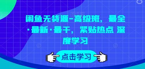 闲鱼无货源-高级班，最全·最新·最干，紧贴热点 深度学习-天韵资源网