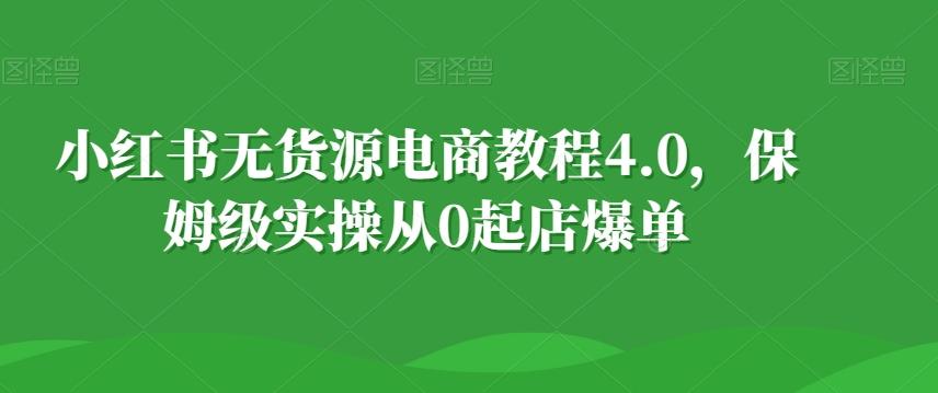 小红书无货源电商教程4.0，保姆级实操从0起店爆单【拆解】-天韵资源网
