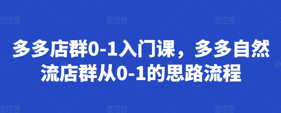 多多店群0-1入门课，多多自然流店群从0-1的思路流程-天韵资源网