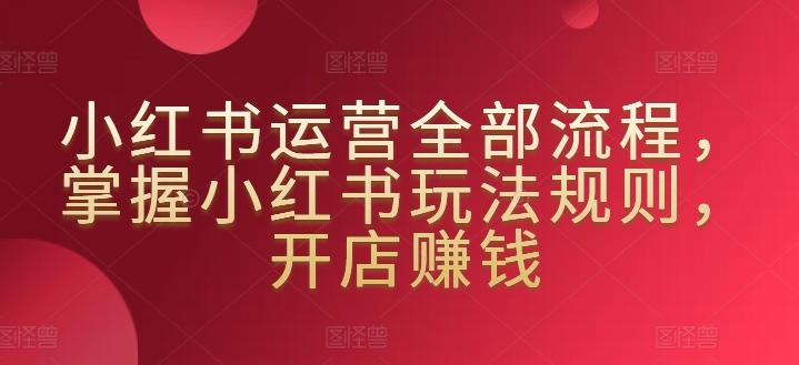 小红书运营全部流程，掌握小红书玩法规则，开店赚钱-天韵资源网