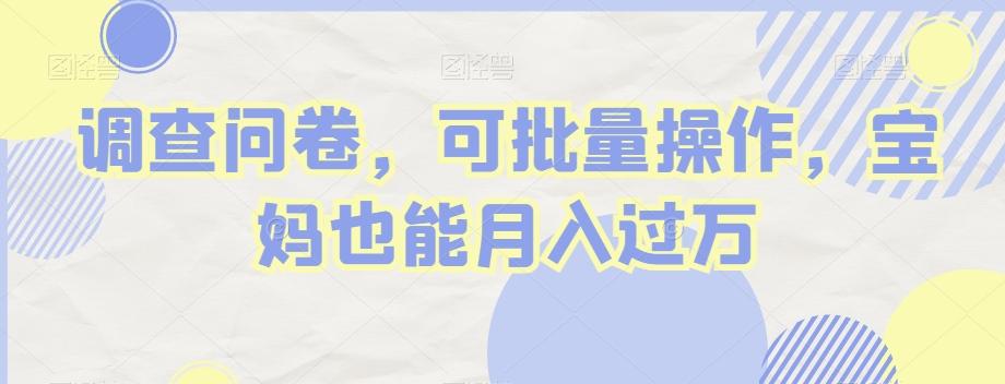 调查问卷，可批量操作，宝妈也能月入过万-天韵资源网