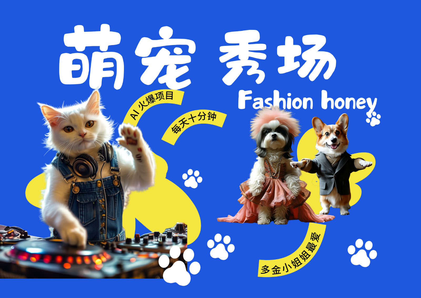 酷飒动物跳舞走秀 时尚喵FASHION汪 多金小姐姐最爱的 轻松月入破W-天韵资源网